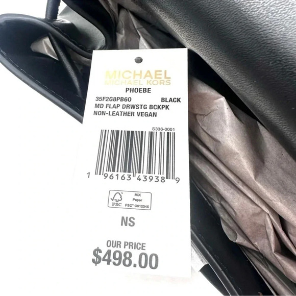 Michael Kors Medium Phoebe Drawstring Backpack Black/Gold - Picture 10 of 10